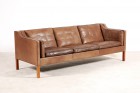 sofa borge mogensen leather teak 1962 danish fredericia 2213