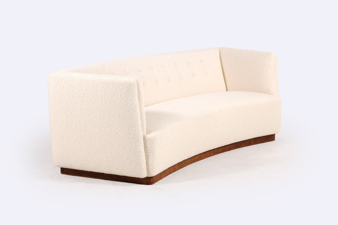 fritz hansen three seat sofa wool white 1930 1940 retro