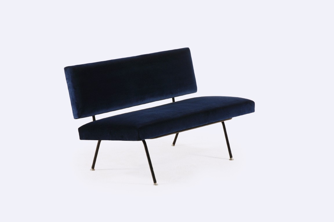 florence knoll international banquette velours bleu 1950