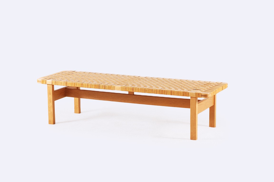 borge mogensen fredericia stolefabrik oak bench cane 1950