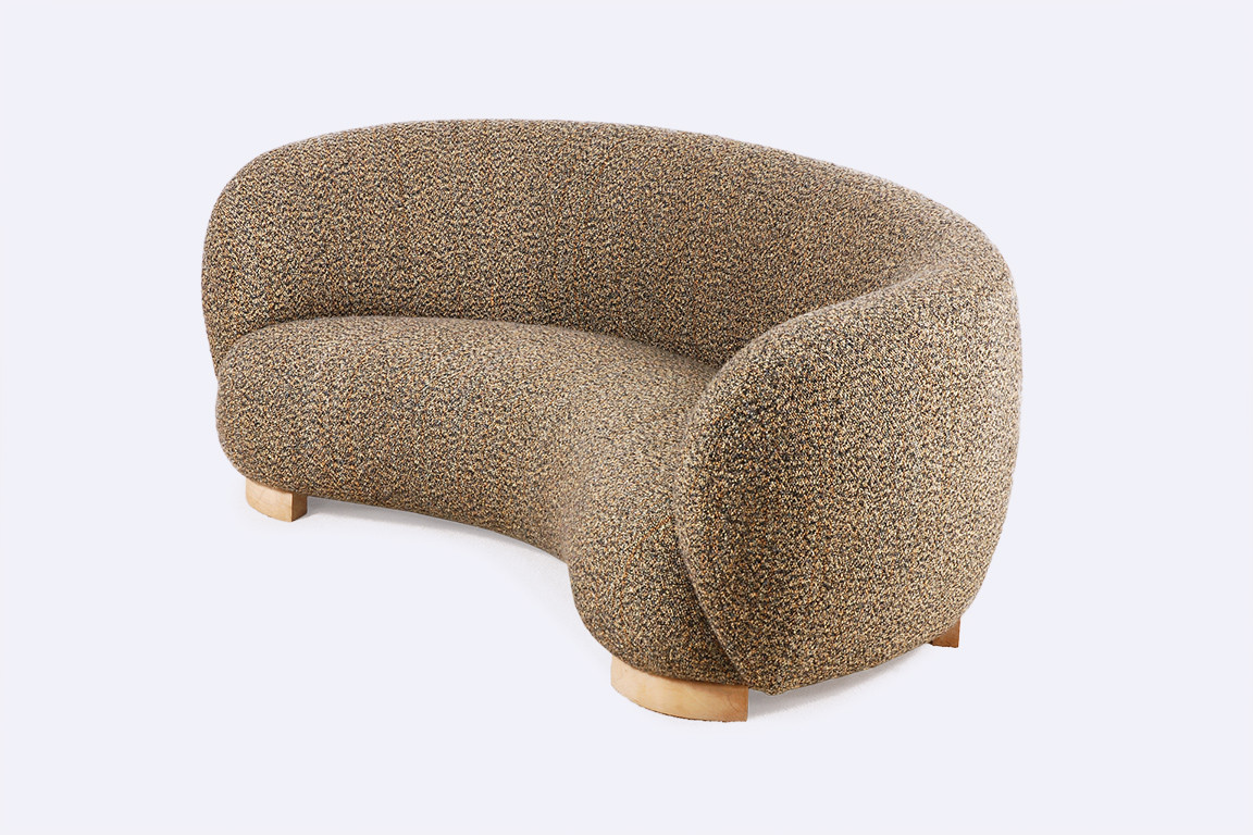 danish curved banana sofa three seat design 1940 1950 wool