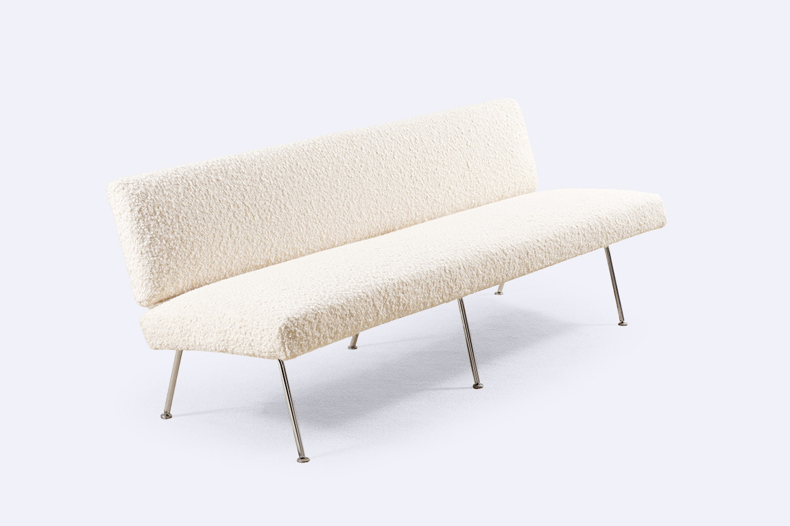 florence knoll canapé banquette 33 #33 laine blanc 1960 1950