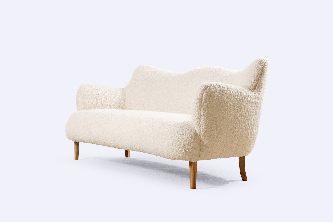 danish scandinavian curved sofa wool nobilis design 1950