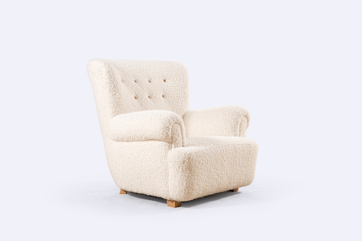 danish armchair design scandinavian wool bouclé 1940 chair
