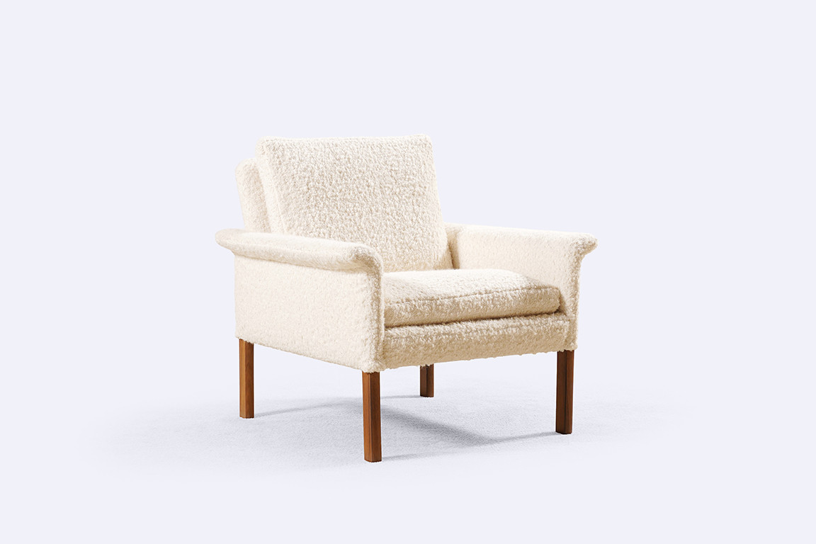 hans olsen cs mobler armchair model 500 wool bouclé 1960