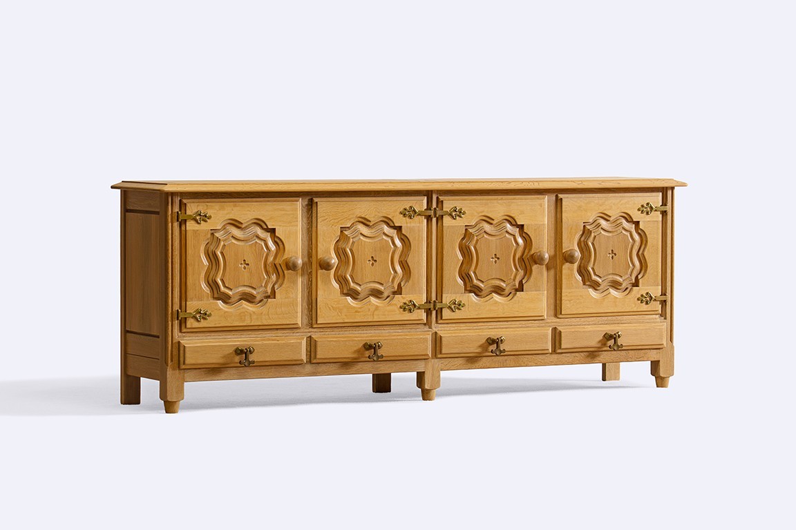 guillerme chambron maison enfilade buffet chêne vintage 1960