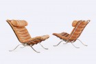 arne norell fauteuil ari suede mobler ab cuir fauve 1960