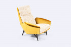 claude delor fauteuil velours jaune vintage france 1950