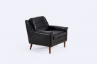 scandinavian danish black leather teak armchair design 1960
