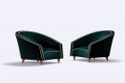 armchair italy design velvet green kvadrat curved 1950 1960