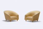 armchair italy design velvet beige kvadrat curved 1950 1960