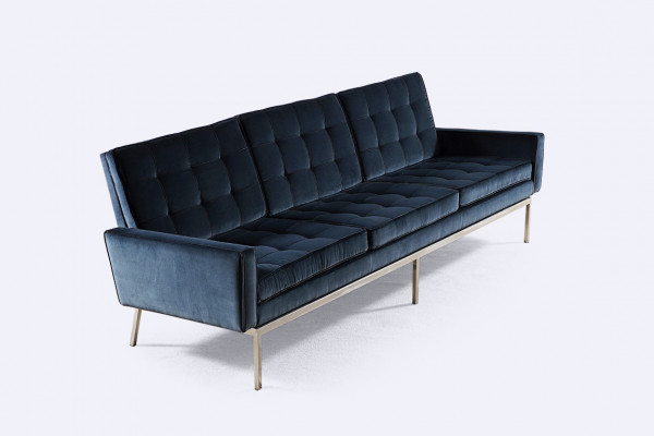 canapé florence knoll 67 velours bleu vintage design 1960