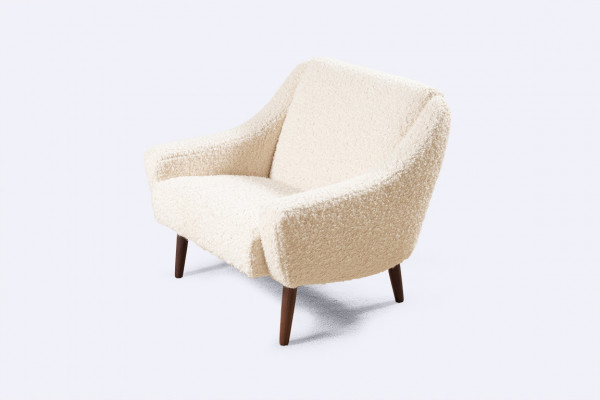 fauteuil danois scandinave laine bouclé nobilis 1960 design