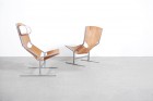 fauteuil polak cuir fauve scandinave vintage 1950 1960 f444