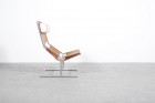 fauteuil polak cuir fauve scandinave vintage 1950 1960 f444