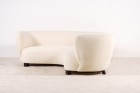 sofa danish curved oak wool fabric 1940 1950 vintage
