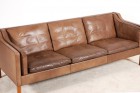 sofa borge mogensen leather teak 1962 danish fredericia 2213