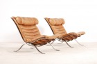 arne norell fauteuil ari suede mobler ab cuir fauve 1960