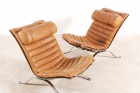 arne norell fauteuil ari suede mobler ab cuir fauve 1960