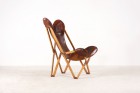 tripolina fenby folding chair usa leather cognac vintage