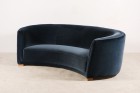 danish scandinavian curved sofa blue velvet kvadrat 1930