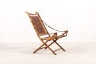 folding campaign chair france leather bamboo 19th 1800 1900