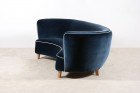 danish curved sofa velvet navy banana scandinavian 1940 1950