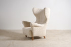 fauteuil danois wingback laine vintage scandinave 1940 1950