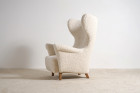 fauteuil danois wingback laine vintage scandinave 1940 1950