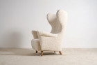 danish vintage scandinavian wingback armchair wool 1940 1950