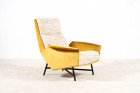 claude delor armchair velvet yellow vintage french 1950