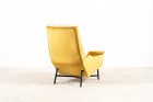 claude delor armchair velvet yellow vintage french 1950