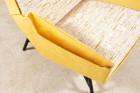 claude delor armchair velvet yellow vintage french 1950