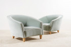 pair of armchairs blue velvet italian design 1950 1960