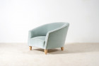 paire de fauteuils italien velours bleu 1950 1960 courbe