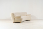 sofa curved banana danish wool bouclé design vintage 1940