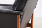 fauteuil scandinave danois cuir noir palissandre design 1960