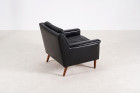 fauteuil scandinave danois vintage cuir noir teck 1960