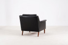 fauteuil scandinave danois vintage cuir noir teck 1960