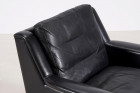 fauteuil scandinave danois vintage cuir noir teck 1960