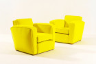 jean royere club art deco armchair yellow velvet france 1930