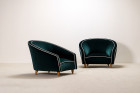 armchair italy design velvet green kvadrat curved 1950 1960