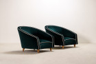 armchair italy design velvet green kvadrat curved 1950 1960