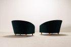 armchair italy design velvet green kvadrat curved 1950 1960