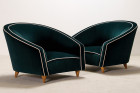armchair italy design velvet green kvadrat curved 1950 1960