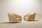 armchair italy design velvet beige kvadrat curved 1950 1960