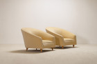 armchair italy design velvet beige kvadrat curved 1950 1960