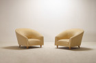 armchair italy design velvet beige kvadrat curved 1950 1960