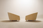 armchair italy design velvet beige kvadrat curved 1950 1960