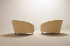 armchair italy design velvet beige kvadrat curved 1950 1960